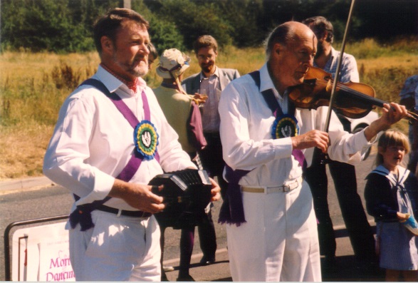 Martin and Ron Nunn outside The Blue Ball, Walton on the Hill, c.1991  